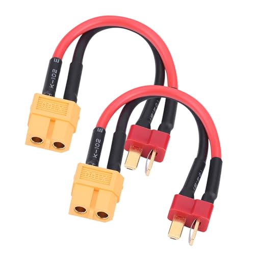 cardyven 2pcs XT60 bis T-Stecker-Adapter-Kabel-Set, 4-in-1-RC-Stecker-Kit Männliche weibliche Leistungsumwandlungszubehör 14AWG Silikondrähte 10 cm für Drohnen-Lipo-Batterie-Ladegerät von cardyven