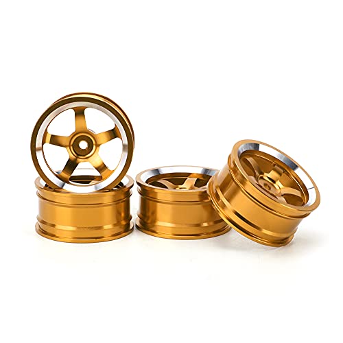 cardyven 4 PCs RC Wheel Hub, 1/10 Aluminium -Leichtmetall -Radantriebs -Hub -Adapter Rad Felgen Set Hub Accessoire RC -Teile Teile für HSP 94123 1/10 RC Auto (Gelb) von cardyven