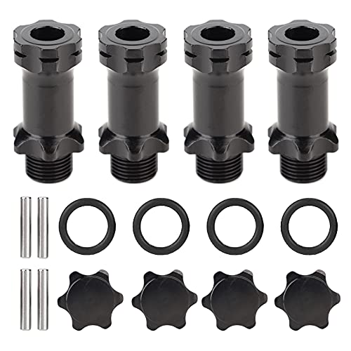 cardyven 4pcs Aluminium 17mm Sechskantadapter, 1: 8 -Hub -Hub -Erweiterungsadapter RC -Auto länger Combiner -Koppler -Kappenmuttern für 1: 8 -Verhältnis RC Model Car Car (Schwarz) von cardyven