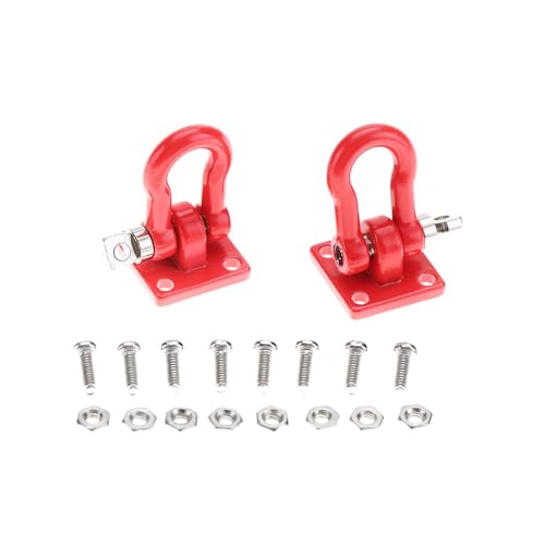 cardyven 4pcs Save Lock Catch, RC Anhänger Schnalle Heavy Dut Front Tow Haken RC Metal Climbing Trailer Schlepptauhaken Schnalle Winch Hähne für 1/10 RC Crawler Car (Rot) von cardyven