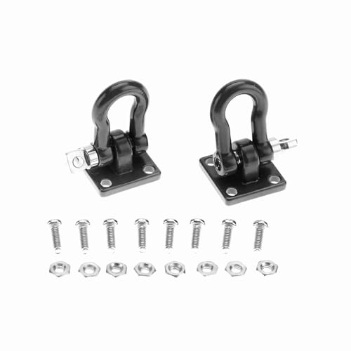 cardyven 4pcs Save Lock Catch, RC Anhänger Schnalle Heavy Dut Front Tow Haken RC Metal Climbing Trailer Schlepptauhaken Schnalle Winch Hähne für 1/10 RC Crawler Car (Schwarz) von cardyven