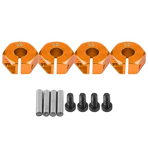 cardyven 4pcs Set Wheel Hex Hub -Adapter, Aluminiumlegierung Sechskant -Mount -Kit mit Schraubennadeln 5 mm Bohrung 12mm Universal 12mm Hex -Umwandlung für 1/10 RC -Autos, die von (5,0 mm golden) von cardyven