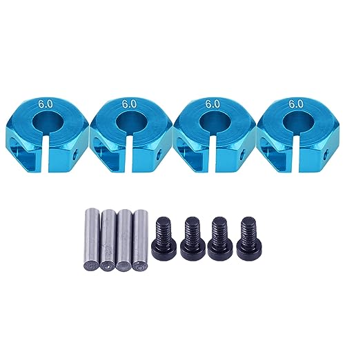 cardyven 4pcs Set Wheel Hex Hub -Adapter, Aluminiumlegierung Sechskant -Mount -Kit mit Schraubennadeln 5 mm Bohrung 12mm Universal 12mm Hex -Umwandlung für 1/10 RC -Autos, die von (6,0 mm blau) von cardyven