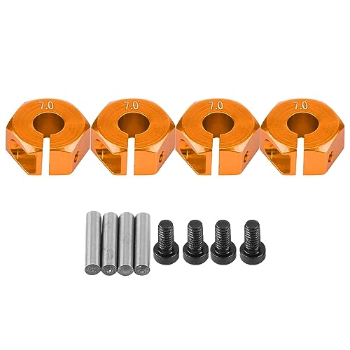 cardyven 4pcs Set Wheel Hex Hub -Adapter, Aluminiumlegierung Sechskant -Mount -Kit mit Schraubennadeln 5 mm Bohrung 12mm Universal 12mm Hex -Umwandlung für 1/10 RC -Autos, die von (7,0 mm golden) von cardyven