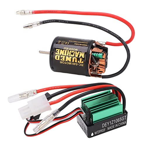 cardyven 540 gebürsteten Motor mit 65A ESC-Kombination, hoher Drehmoment Schwarzgrüner RC-Motor mit Überhitzungsschutz für 1/10 RC-Autos SCX10 TRX4 7.2-12V Water Proof binseless ESC-System (35t) von cardyven