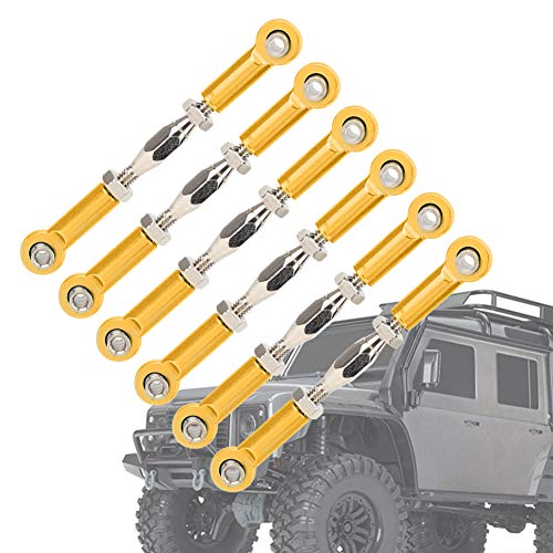 cardyven 6pcs Turnbuckle Rod Bindage, Aluminiumlegierung einstellbare Spannschloss -Schubstangen Hochleistungs -Verknüpfungskit für RC -Cars 1/8 1/10 Skalierungs -RC -Modelle (Gold) von cardyven