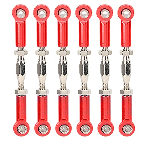 cardyven 6pcs Turnbuckle Rod Bindage, Aluminiumlegierung einstellbare Spannschloss -Schubstangen Hochleistungs -Verknüpfungskit für RC -Cars 1/8 1/10 Skalierungs -RC -Modelle (Rot) von cardyven
