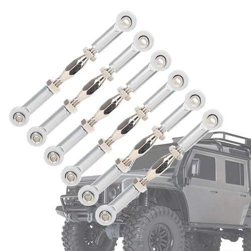 cardyven 6pcs Turnbuckle Rod Bindage, Aluminiumlegierung einstellbare Spannschloss -Schubstangen Hochleistungs -Verknüpfungskit für RC -Cars 1/8 1/10 Skalierungs -RC -Modelle (Silber) von cardyven