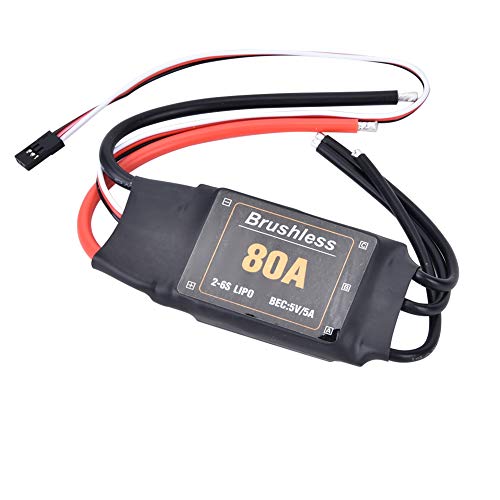 cardyven 80A bürstenloser ESC -Geschwindigkeitsregler, Batterie niedriger Spannungsprotektion RC -Zubehör 2 6s für RC -Drohnenflugzeugflugzeug bürstenloser Motor von cardyven