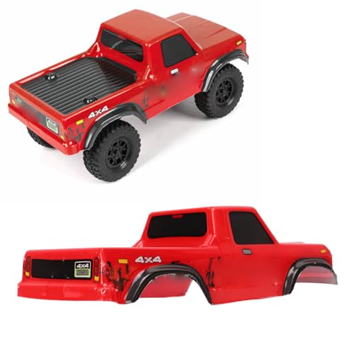 cardyven Axial SCX24 1/24 RC -Karosserieschale, 125 mm Radstand Pickup -LKW -Körper für Crawler hohe Simulation PE -Schale Stoßdämpfer Ersatzkörper für verfolgte Fahrzeuge (Rot) von cardyven