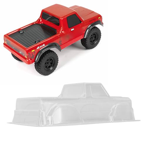 cardyven Axial SCX24 1/24 RC -Karosserieschale, 125 mm Radstand Pickup -LKW -Körper für Crawler hohe Simulation PE -Schale Stoßdämpfer Ersatzkörper für verfolgte Fahrzeuge (Transparent) von cardyven