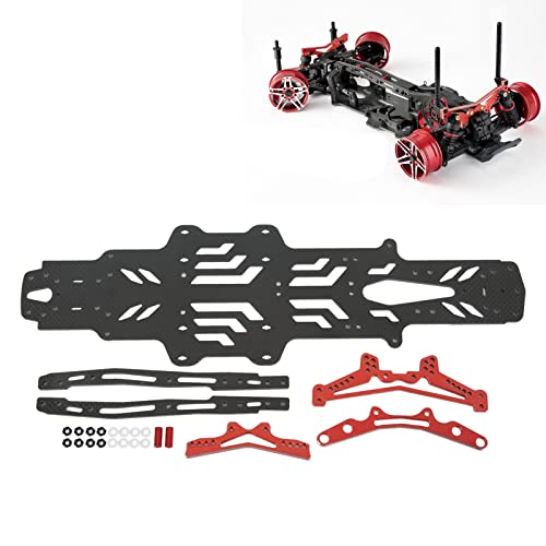 cardyven Carbonfaser -RC -Drift -Renn -Chassis -Platte, Leichter CNC -Aluminium -Legierungsrahmen mit Hohldesign mit Aufhängung Stoßfängerrahmen für MST RMX2.0S/RRX2.0S 1/10 (Schwarz) von cardyven