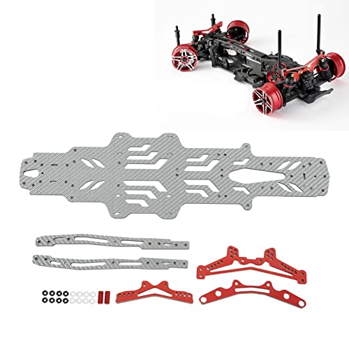 cardyven Carbonfaser -RC -Drift -Renn -Chassis -Platte, Leichter CNC -Aluminium -Legierungsrahmen mit Hohldesign mit Aufhängung Stoßfängerrahmen für MST RMX2.0S/RRX2.0S 1/10 (Silber SSG) von cardyven