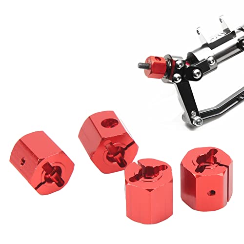 cardyven Hex -Adapter, 4pcs 12 mm Aluminiumlegierung 12mm Rad Hub -Hub -Antriebsantriebsadapter Sechskanthubs Verlängerung des Hex -Antriebsadapters für Axial SCX10 90046 für D90 1/10 RC (Rot) von cardyven