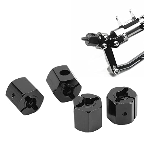 cardyven Hex -Adapter, 4pcs 12 mm Aluminiumlegierung 12mm Rad Hub -Hub -Antriebsantriebsadapter Sechskanthubs Verlängerung des Hex -Antriebsadapters für Axial SCX10 90046 für D90 1/10 RC (Schwarz) von cardyven