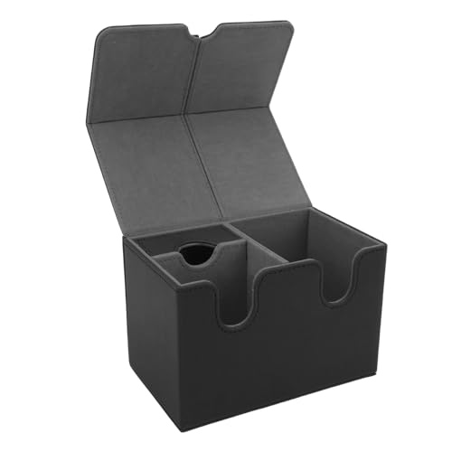 cardyven Kartendeck Box Zweireihe, Handelskartenspeicherbox PU Leder Magnetkartenlager Halter Organisator Hülle passt 160 Karten für Handelskarten Tarotkarten (Schwarz) von cardyven