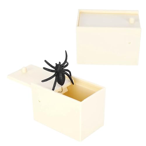 cardyven Large Spider Streichkiste, lustige Holzbox -Spielzeugspinnenstreich, lustige handgefertigte lustige Witz -Scarebox für Halloween, Aprilscherz oder andere Partys, 9.3x6.3x5.6cm / von cardyven