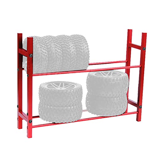 cardyven RC -Autolegierung Reifenregal Rack Rack, 2Tier Aluminium -Legierungs -Reifen -Lagerregal 1,9 -Zoll -Rad -Reifen -Speicher für SCX10 90046 D90 1/10 Modell Crawler Car (Rot) von cardyven