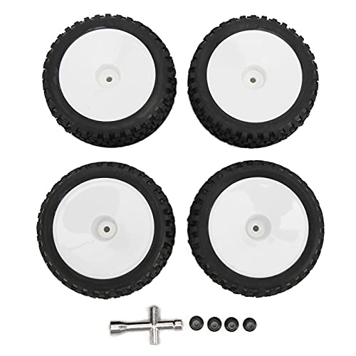 cardyven RC-Reifen und -Felgen, 4 Stück RC-Vorder- und Hinterreifen und -Felgen mit 12-mm-Sechskant für RC-Offroad-Auto-Upgradeteile (Weiß) von cardyven