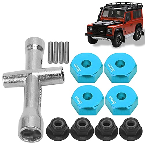 cardyven Rad Sechskantadapter, 12 mm Rad 5 mm Dicke Sechskantadapter Kreuzschlüssel M4 Nonslip Nuts Set Hex Hubs Radadapter Flansches Schlossmuttern für 1/10 RC -Auto (Blau) von cardyven