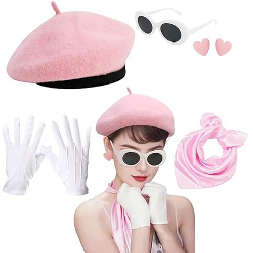 Damen 1980er Jahre Cosplau Outfit Zubehör Hut Brille Herz Ohrring Schal Handschuhe für Halloween Cosplay Mottoparty Damen 1980er Jahre Cosplau Outfit Zubehör Hut Brille Herz Ohrring Schal Handschuhe für Halloween Cosplay Mottoparty von carotoe