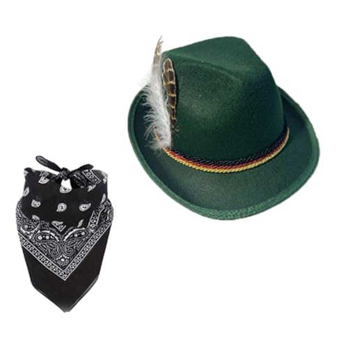 Federhut Oktoberfest Kostüm mit Hut Schal und Herz Rahmen Brille für Herren Damen Oktoberfest Bier Mottoparty Federhut Oktoberfest Kostüm mit Hut Schal und Herz Rahmen Brille für Herren Damen Oktoberfest Bier Mottoparty von carotoe
