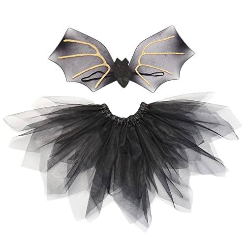 Fledermaus-Kostüm-Set im Gothic-Stil, schwarz, Tutu-Rock, Cosplay, Requisiten für Partys, Tanzaufführungen Fledermaus-Kostüm-Set im Gothic-Stil, schwarz, Tutu-Rock, Cosplay, Requisiten für Partys, Tanzaufführungen von carotoe