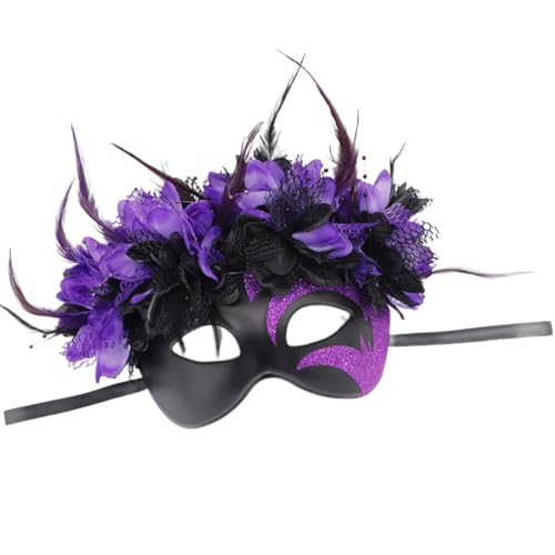Gefiederte Maskerade halbes Gesicht Halloween Party Auge für Frauen Halloween Maskerade Kostüm Zubehör von carotoe