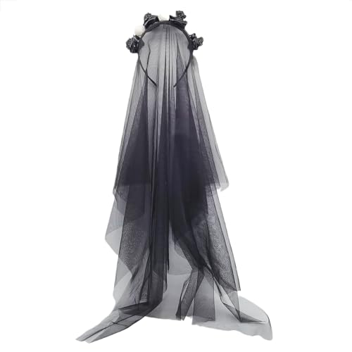 Gruseliges Skelett-Stirnband, Kostüm, Cosplay-Zubehör, Rosen-Kopfschmuck mit schwarzer Rose, Braut-Partykleidung Gruseliges Skelett-Stirnband, Kostüm, Cosplay-Zubehör, Rosen-Kopfschmuck mit schwarzer Rose, Braut-Partykleidung von carotoe