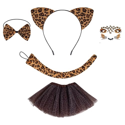 Katzenkostüm-Set, Katzenohren, Stirnband, Schwanz, Schleifen, Tutus, Gesicht, Aufkleber, Tier-Cosplay-Kostüme für Halloween, Weihnachtsfeier Katzenkostüm-Set, Katzenohren, Stirnband, Schwanz, Schleifen, Tutus, Gesicht, Aufkleber, Tier-Cosplay-Kostüme für Halloween, Weihnachtsfeier von carotoe