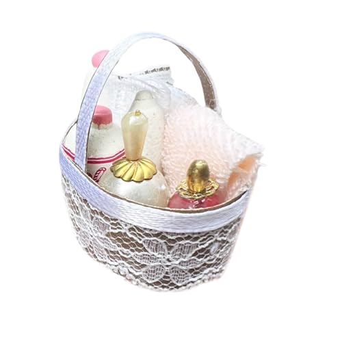 Modische Miniatur-Szene Badezimmer Aufbewahrungskorb Set Realistische Puppenhäuser Wohnaccessoire 1 12 Maßstab für Haushalt Bad Zimmer Dekoration von carotoe