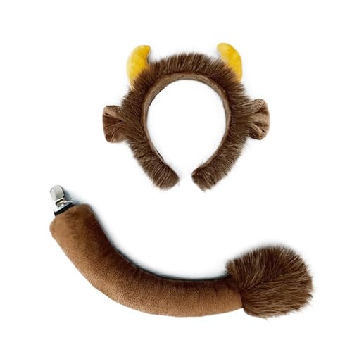 carotoe 1/2-teiliges Yak-Kostüm-Set mit Yaks-Ohren, Stirnband mit Yaks-Schwanz, Halloween-Kostüm, Partyzubehör für Jungen und Mädchen carotoe 1/2-teiliges Yak-Kostüm-Set mit Yaks-Ohren, Stirnband mit Yaks-Schwanz, Halloween-Kostüm, Partyzubehör für Jungen und Mädchen von carotoe