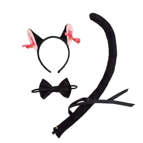 carotoe 3/4-teiliges Kostüm für Kinder und Erwachsene, Ohren, Stirnband, Schwanz, Fliege und Overleeve, Halloween, Tier, Cosplay-Zubehör carotoe 3/4-teiliges Kostüm für Kinder und Erwachsene, Ohren, Stirnband, Schwanz, Fliege und Overleeve, Halloween, Tier, Cosplay-Zubehör von carotoe
