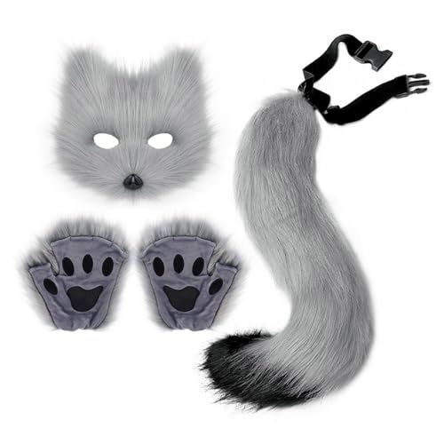 carotoe 3-teiliges Halloween-Füchs-Kostüm, Tier-Kostüm, für Erwachsene, Halloween-Verkleidung, inklusive Plüsch-Füchsen, Schwanzhandschuhen carotoe 3-teiliges Halloween-Füchs-Kostüm, Tier-Kostüm, für Erwachsene, Halloween-Verkleidung, inklusive Plüsch-Füchsen, Schwanzhandschuhen von carotoe