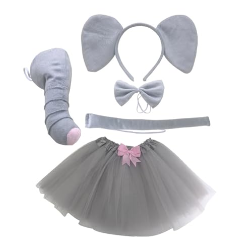 carotoe Elefanten-Kostüm-Set, Elefantenohren, Stirnband, Schwanz, Fliege, Nase, Handschuh, Tutu, Rock für Kinder, Halloween, Weihnachten, Tier, Cosplay carotoe Elefanten-Kostüm-Set, Elefantenohren, Stirnband, Schwanz, Fliege, Nase, Handschuh, Tutu, Rock für Kinder, Halloween, Weihnachten, Tier, Cosplay von carotoe