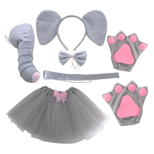 carotoe Elefanten-Kostüm-Set, Elefantenohren, Stirnband, Schwanz, Fliege, Nase, Handschuh, Tutu, Rock für Kinder, Halloween, Weihnachten, Tier, Cosplay carotoe Elefanten-Kostüm-Set, Elefantenohren, Stirnband, Schwanz, Fliege, Nase, Handschuh, Tutu, Rock für Kinder, Halloween, Weihnachten, Tier, Cosplay von carotoe