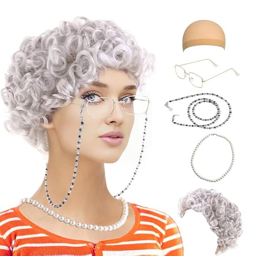 carotoe Halloween-Kostüm für alte Dame für Kinder, Mädchen, 100 Schultage, Oma, Cosplay, Kostüm-Zubehör carotoe Halloween-Kostüm für alte Dame für Kinder, Mädchen, 100 Schultage, Oma, Cosplay, Kostüm-Zubehör von carotoe