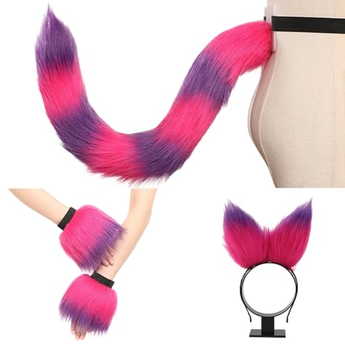 carotoe Halloween-Tier-Kostüm-Set, pelziges Ohren-Stirnband, pelziger Schwanz und Handgelenkmanschetten für Damen, Maskerade, Weihnachten, Cosplay carotoe Halloween-Tier-Kostüm-Set, pelziges Ohren-Stirnband, pelziger Schwanz und Handgelenkmanschetten für Damen, Maskerade, Weihnachten, Cosplay von carotoe