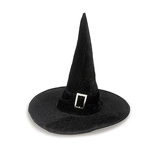 carotoe Hexenhut für Halloween-Party, breite Krempe, spitzer Hut, Zubehör, Tüll, Hexenhut mit Schnalle, Zauberer von carotoe