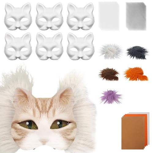 carotoe Katzen Füchse mit Pelzen Augen Netzaufkleber Therianer verkleiden sich zum Bemalen von Tierkunst, Bastelsets, Kostüm von carotoe