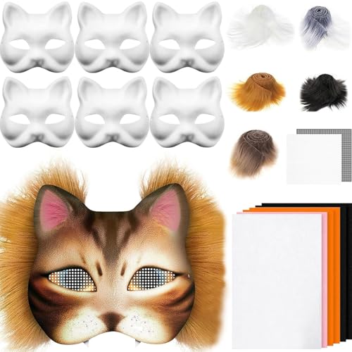 carotoe Katzen Füchse mit Pelzen Augen Netzaufkleber Therianer verkleiden sich zum Bemalen von Tierkunst, Bastelsets, Kostüm von carotoe