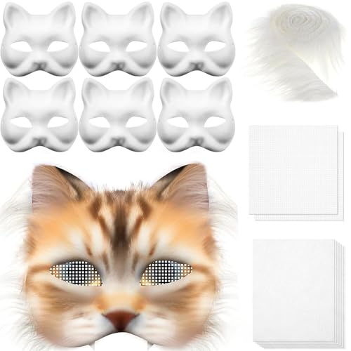 carotoe Katzen Füchse mit Pelzen Augen Netzaufkleber Therianer verkleiden sich zum Bemalen von Tierkunst, Bastelsets, Kostüm von carotoe