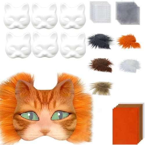 carotoe Katzen Füchse mit Pelzen Augen Netzaufkleber Therianer verkleiden sich zum Bemalen von Tierkunst, Bastelsets, Kostüm von carotoe