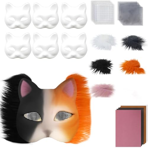 carotoe Katzen Füchse mit Pelzen Augen Netzaufkleber Therianer verkleiden sich zum Bemalen von Tierkunst, Bastelsets, Kostüm von carotoe