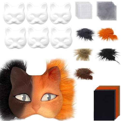 carotoe Katzen Füchse mit Pelzen Augen Netzaufkleber Therianer verkleiden sich zum Bemalen von Tierkunst, Bastelsets, Kostüm von carotoe