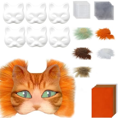 carotoe Katzen Füchse mit Pelzen Augen Netzaufkleber Therianer verkleiden sich zum Bemalen von Tierkunst, Bastelsets, Kostüm von carotoe