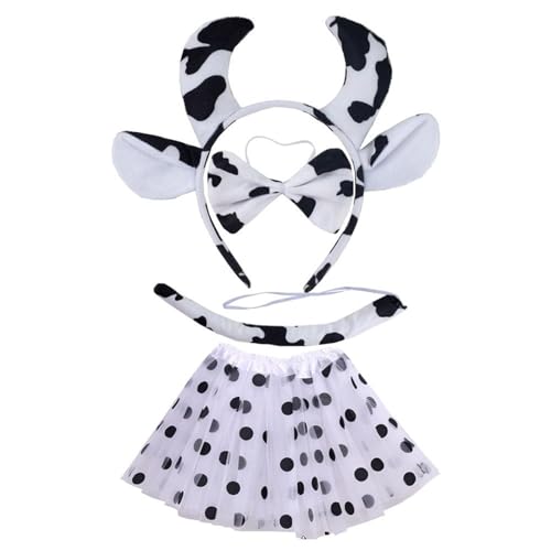 carotoe Kuh-Kostüm-Set, Kuhohren, Stirnband, Schwanz, Fliege, Tutus-Handschuh für Kinder, Mädchen, Halloween, Weihnachten, Tier-Cosplay-Requisiten carotoe Kuh-Kostüm-Set, Kuhohren, Stirnband, Schwanz, Fliege, Tutus-Handschuh für Kinder, Mädchen, Halloween, Weihnachten, Tier-Cosplay-Requisiten von carotoe
