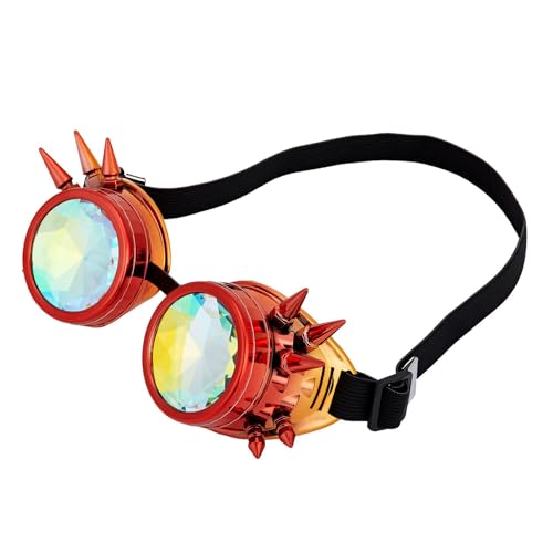carotoe Punk-Brille mit Nieten, Herren, Kopfbedeckung, Steampunk-Zubehör, Party, Cosplay, industrielles Alter, Regenbogen-Brille carotoe Punk-Brille mit Nieten, Herren, Kopfbedeckung, Steampunk-Zubehör, Party, Cosplay, industrielles Alter, Regenbogen-Brille von carotoe
