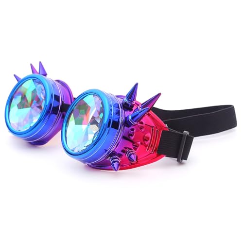 carotoe Punk-Brille mit Nieten, Herren, Kopfbedeckung, Steampunk-Zubehör, Party, Cosplay, industrielles Alter, Regenbogen-Brille carotoe Punk-Brille mit Nieten, Herren, Kopfbedeckung, Steampunk-Zubehör, Party, Cosplay, industrielles Alter, Regenbogen-Brille von carotoe