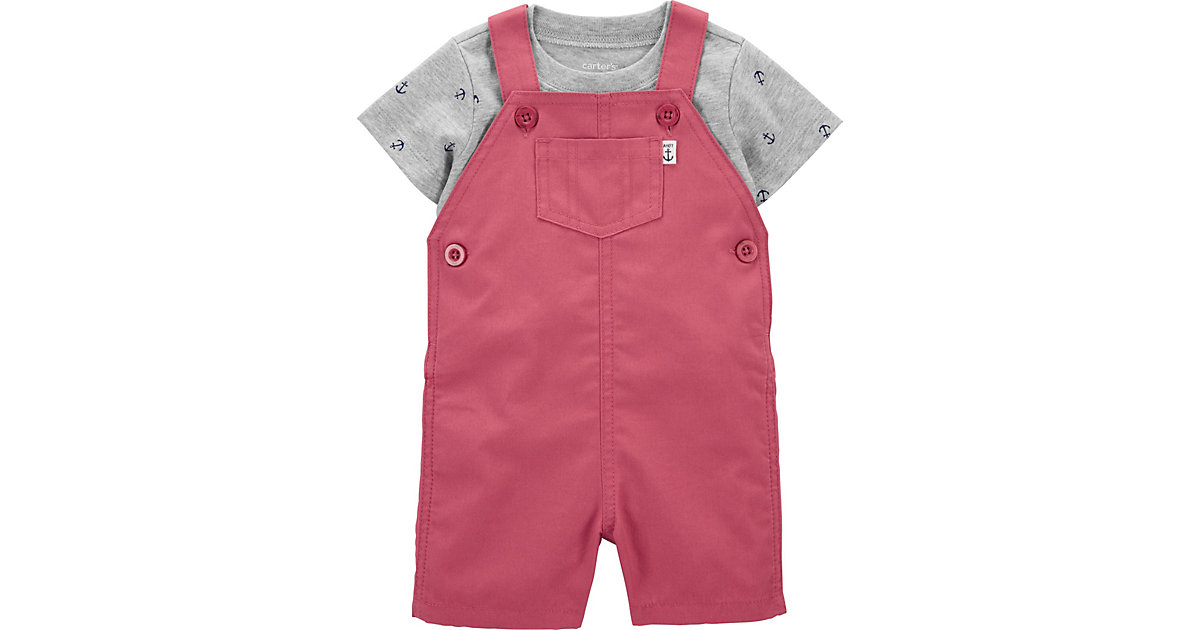 Baby Set Latzhose + T-Shirt  grau/rot Gr. 86 Jungen Kinder von carter`s